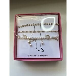 NIB LAUNDRY By Shelli Segal Anklet Set Gold Tone Faux Pearl